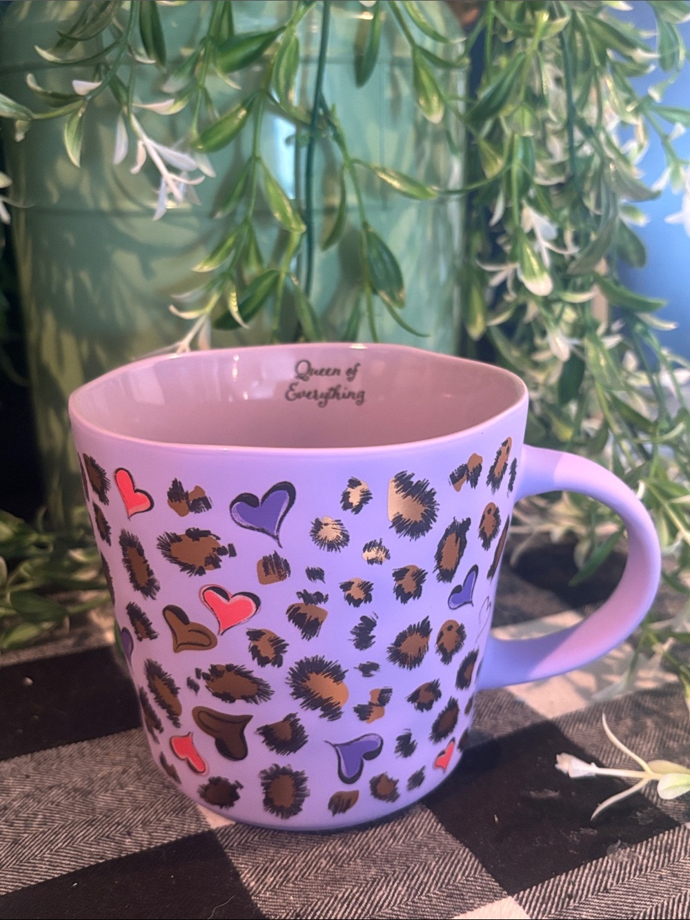 Lavender Leopard Heart Ceramic Mug